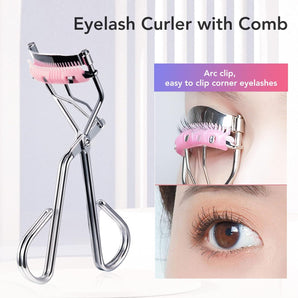 NFI essentials Professional Stainless Steel Natural Lift Eyelash Curler For Womens & Girls Makeup Tools Lash Curls Easy Roll Over For All Eyes Curling lashes