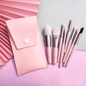 NFI essentials Professional Synthetic Soft Bristle Makeup Brush Set of 8 For Face & Eye Cosmetic Accessories Brushes Kit For Eyeshadow, Powder, Lip, Eyebrow