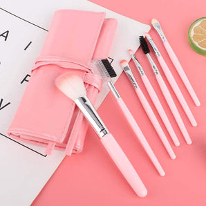 NFI essentials Professional Synthetic Soft Bristle Makeup Brush Set of 7 For Face & Eye Cosmetic Accessories Brushes Kit For Eyeshadow, Powder, Lip, Eyebrow (Copy) (Copy) (Copy)