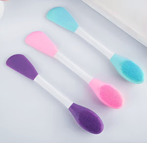 NFI essentials Set of 3 Silicon Double Head Face Mask Aplicator Brush for Womens & Girls for Facial, Pore Cleaner