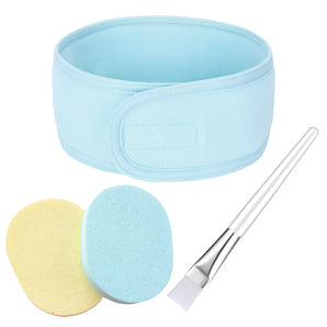 NFI essentials Face Pack Brush with Spa Headband and Facial Cleaning Sponge for Women & Girls Makeup Removing Cosmetic Beauty Tool Kit for Salon, Home, Parlour