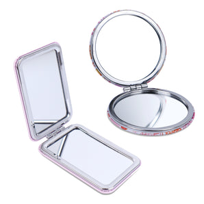 NFI essentials Small Folding Mirror for Women's Round Shape Mirror for Multipurpose, Magnifying Mirror