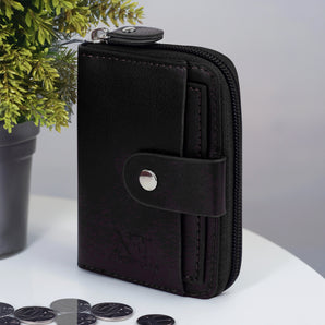 NFI essentials PU Leather 9 Slots Vertical Card Holder Credit Debit Card Holder Zipper Coin Purse for Men and Women Accordion Money Wallet Security Wallet