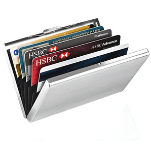 NFI essentials 6 Slot RFID Protected Metal Card Holder for Mens & Womens Stainless Steel Wallet for Travelling Purpose Business, Credit & Debit Accordion Money Security