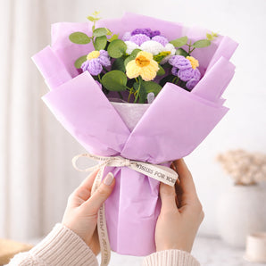 NFI essentials Crochet Flower Bouquet, Handmade Crochet Bunch for Valentine's Day, Mother's Day, Birthdays & Home Decor