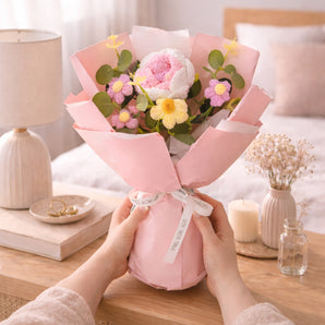 NFI essentials Crochet Flower Bouquet, Handmade Crochet Bunch for Valentine's Day, Mother's Day, Birthdays & Home Decor