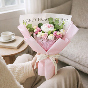 NFI essentials Crochet Flowers Bouquet Table Bouquet Centerpiece Artificial Yarn Flower Gift for Valentine’s Day, Anniversary, Birthday, Wedding