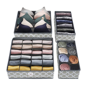 NFI essentials Set of 4 Foldable Storage Box Drawer Divider Organizer Undergarments
