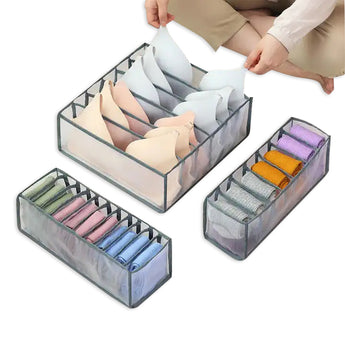 NFI essentials Foldable Organiser for Bra, Underwear & Socks - Set of 3 Dresser Drawer Storage Organizer for Undergarments - AYAHA ENTERPRISES PRIVATE LIMITED