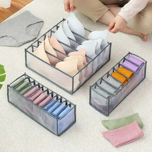 NFI essentials Foldable Organiser for Bra, Underwear & Socks - Set of 3 Dresser Drawer Storage Organizer for Undergarments