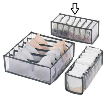 NFI essentials Foldable Organiser for Bra, Underwear & Socks - Set of 3 Dresser Drawer Storage Organizer for Undergarments - AYAHA ENTERPRISES PRIVATE LIMITED