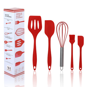 NFI essentials Silicone Kitchen Utensils Spoon Set of 5