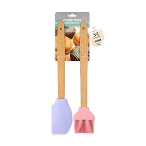 NFI essentials Spatula and Basting Brush Set, Non-Stick Cooking Safe Set of 2
