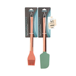 NFI essentials Spatula and Basting Brush Set, Non-Stick Cooking Safe Set of 2