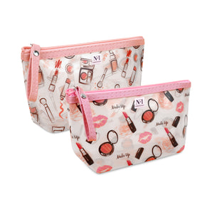 NFI essentials PU Floral Print Makeup Pouch for Women, Stylish Pouches for Makeup Accessories & Travel Organiser, Cosmetic Pouch
