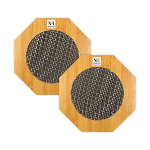 NFI essentials Pack of 2 Wooden Octagon Shape Trivet Mat