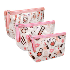 NFI essentials PU Floral Print Makeup Pouch for Women, Stylish Pouches for Makeup Accessories & Travel Organiser, Cosmetic Pouch