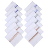 NFI essentials Pack of 12 100% Cotton Premium Collection Handkerchiefs/Rumal For Men & Boys Combed Compact White Color Hanky with Strip Maximum Absorption - AYAHA ENTERPRISES PRIVATE LIMITED