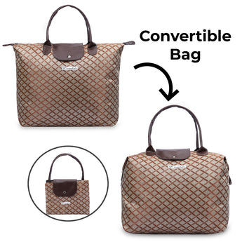 NFI essentials Jacquard Convertible Long Shopping Bag Foldable Shopping Handbag Travel Bag Women Shoulder Waterproof Carry Bag - AYAHA ENTERPRISES PRIVATE LIMITED