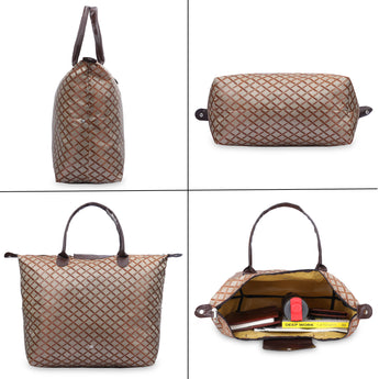NFI essentials Jacquard Convertible Long Shopping Bag Foldable Shopping Handbag Travel Bag Women Shoulder Waterproof Carry Bag - AYAHA ENTERPRISES PRIVATE LIMITED