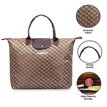 NFI essentials Jacquard Convertible Long Shopping Bag Foldable Shopping Handbag Travel Bag Women Shoulder Waterproof Carry Bag - AYAHA ENTERPRISES PRIVATE LIMITED