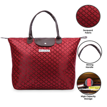 NFI essentials Jacquard Convertible Long Shopping Bag Foldable Shopping Handbag Travel Bag Women Shoulder Waterproof Carry Bag - AYAHA ENTERPRISES PRIVATE LIMITED