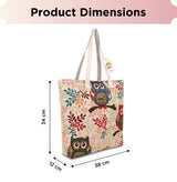 NFI essentials Canvas Owl Printed Shopping Bag, Foldable Shopping Handbag - AYAHA ENTERPRISES PRIVATE LIMITED