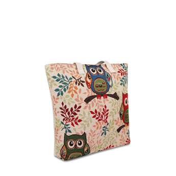 NFI essentials Canvas Owl Printed Shopping Bag, Foldable Shopping Handbag - AYAHA ENTERPRISES PRIVATE LIMITED