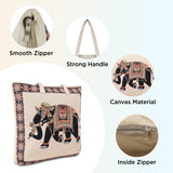 NFI essentials Canvas Elephant Printed Shopping Bag, Foldable Shopping Handbag - AYAHA ENTERPRISES PRIVATE LIMITED
