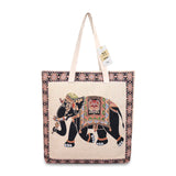 NFI essentials Canvas Elephant Printed Shopping Bag, Foldable Shopping Handbag - AYAHA ENTERPRISES PRIVATE LIMITED