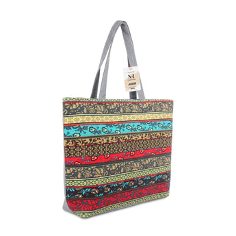 NFI essentials Canvas Printed Tote Bag for Women with Zipper, Casual Handbag - AYAHA ENTERPRISES PRIVATE LIMITED