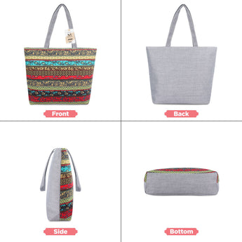 NFI essentials Canvas Printed Tote Bag for Women with Zipper, Casual Handbag - AYAHA ENTERPRISES PRIVATE LIMITED