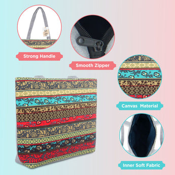 NFI essentials Polyester Printed Pack of 2 Tote Bag for Women,Casual  Shopping Handbag, Tote Grocery Portable Bag Eco-friendly Hobo Bag, Travel - AYAHA ENTERPRISES PRIVATE LIMITED