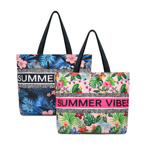 NFI essentials Polyester Printed Pack of 2 Tote Bag for Women,Casual  Shopping Handbag, Tote Grocery Portable Bag Eco-friendly Hobo Bag, Travel