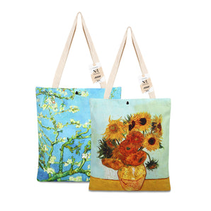 NFI essentials Canvas Printed  Pack of 2  Tote Bag for Women with Tich Button, Casual Handbag Shopping, Tote Grocery Portable Bag Eco-friendly Hobo Bag, Travel.