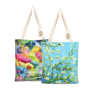 NFI essentials Canvas Printed  Pack of 2  Tote Bag for Women with Tich Button, Casual Handbag Shopping, Tote Grocery Portable Bag Eco-friendly Hobo Bag, Travel.