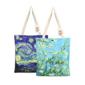 NFI essentials Canvas Printed  Pack of 2  Tote Bag for Women with Tich Button, Casual Handbag Shopping, Tote Grocery Portable Bag Eco-friendly Hobo Bag, Travel.