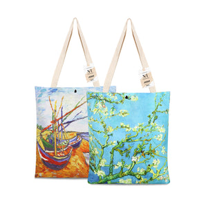 NFI essentials Canvas Printed  Pack of 2  Tote Bag for Women with Tich Button, Casual Handbag Shopping, Tote Grocery Portable Bag Eco-friendly Hobo Bag, Travel.