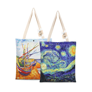 NFI essentials Canvas Printed  Pack of 2  Tote Bag for Women with Tich Button, Casual Handbag Shopping, Tote Grocery Portable Bag Eco-friendly Hobo Bag, Travel.