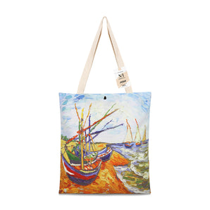 NFI essentials Canvas Printed Tote Bag for Women with Tich Button, Casual Handbag