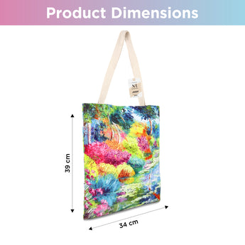 NFI essentials Canvas Printed Tote Bag for Women with Tich Button, Casual Handbag - AYAHA ENTERPRISES PRIVATE LIMITED