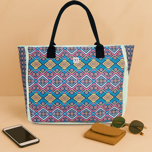 NFI essentials Aesthetic Printed Canvas HandBags for Women & Girls Hobo Bag, Tote Shopping Shoulder Totes Grocery Bags for Travel Stylish Ladies Multipurpose Purse