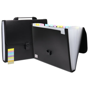 NFI essentials Document File Folder 13 Compartment File Organizer, File Folder with Labels, A4 Paper Filing Folder