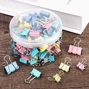 NFI essentials Binder Clips Assorted 3 Sizes & Assorted Color Binder Clips 63 PCS for Office Supplies,Metal Clips