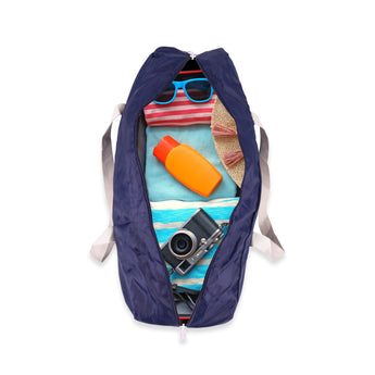 NFI essentials Foldable Duffle Bag Luggage Travelling Bag Lightweight Carry on Travel Duffel Bag for Airplane, Beach Bag, Gym Sports - AYAHA ENTERPRISES PRIVATE LIMITED