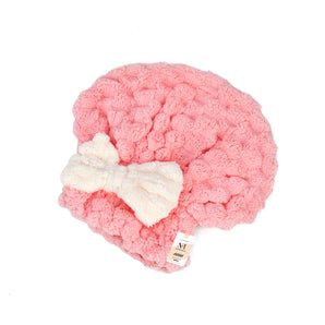 NFI essentials Microfiber Hair Towel Cap Warp Super Absorbent Wet Hair Drying Head Turban, Pookie Bow Knot for Girls Salon Quick Dry Shower with Button for Women (Copy) (Copy)