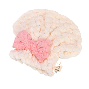 NFI essentials Microfiber Hair Towel Cap Warp Super Absorbent Wet Hair Drying Head Turban, Pookie Bow Knot for Girls Salon Quick Dry Shower with Button for Women (Copy) (Copy) (Copy)