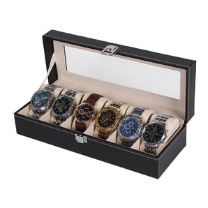 NFI essentials Watch Box Organizer Case for Men and Women's, 6 Slot
