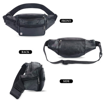NFI essentials PU Leather Waist Bag Travel Handy Hiking Zip Chest Bag Crossbody Shoulder Bag for man & Women - AYAHA ENTERPRISES PRIVATE LIMITED