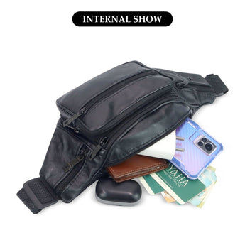 NFI essentials PU Leather Waist Bag Travel Handy Hiking Zip Chest Bag Crossbody Shoulder Bag for man & Women - AYAHA ENTERPRISES PRIVATE LIMITED